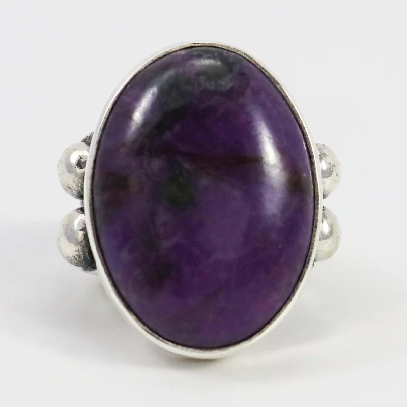 Fluid shape rings-Sugilite Ring