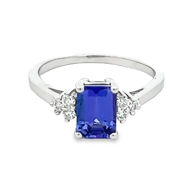 Satin black rings-Emerald Cut Tanzanite Solitaire Ring