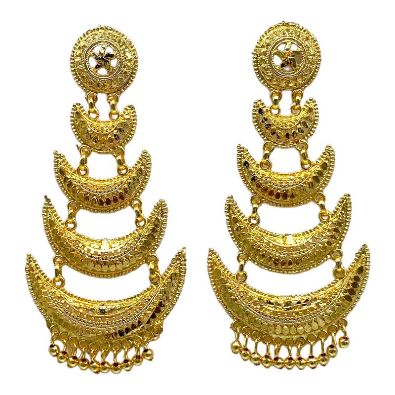 Protective eye rings-Gold Earring with four Step Design