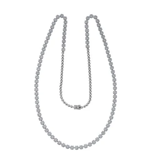 Plated gold necklaces-18kt White Gold Diamond Riviera Necklace (17.91 ctw)