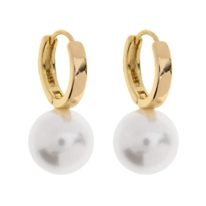 Small pearl earrings-Essie - Pearl Hoop Earrings