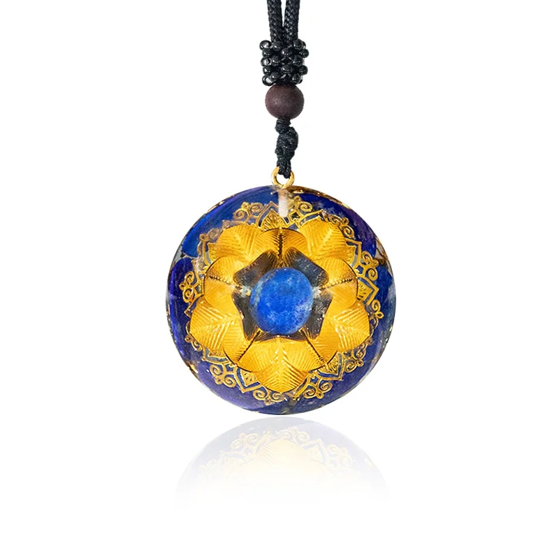 Garnet stone necklaces-Lapis Lazuli With Lotus Flower Necklace