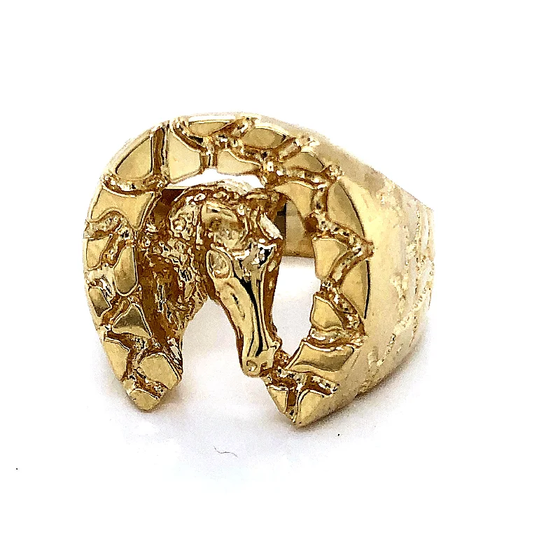 Oversized gem rings-Gold Nugget Horseshoe Ring