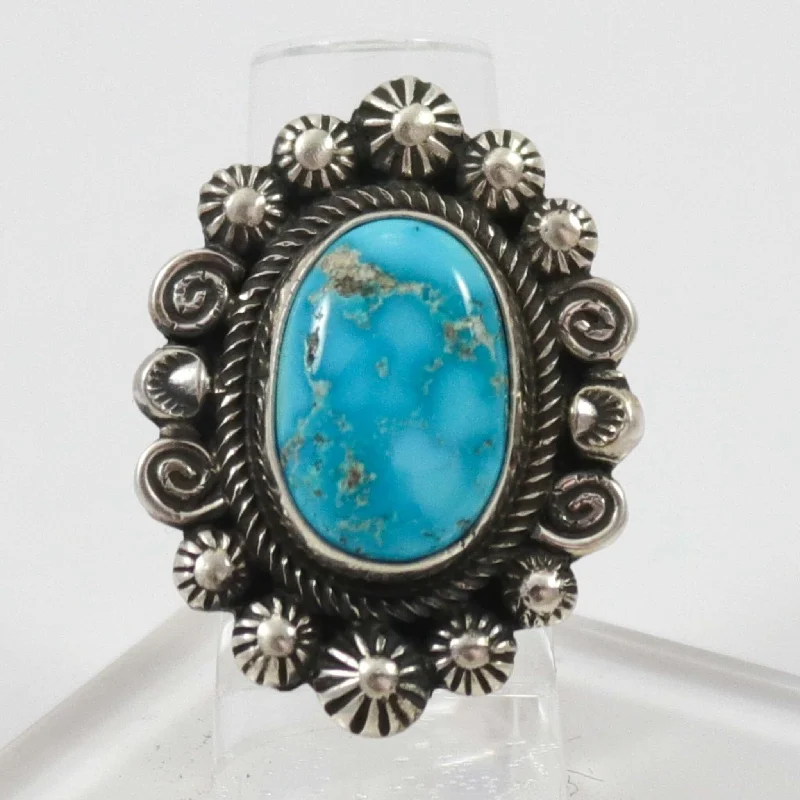 Large gem rings-Kingman Turquoise Ring