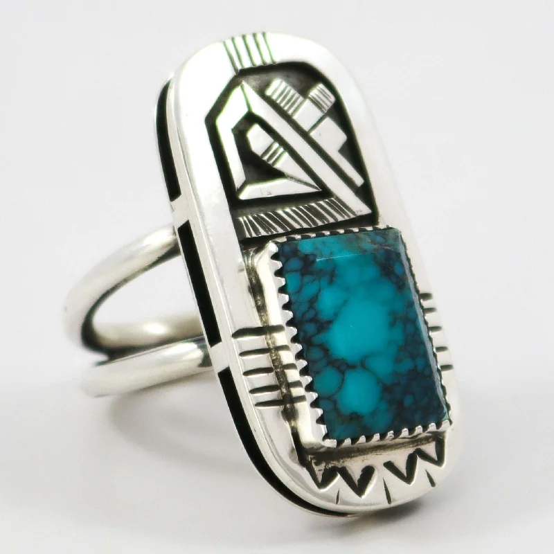 Fluid shape rings-Kingman Turquoise Ring