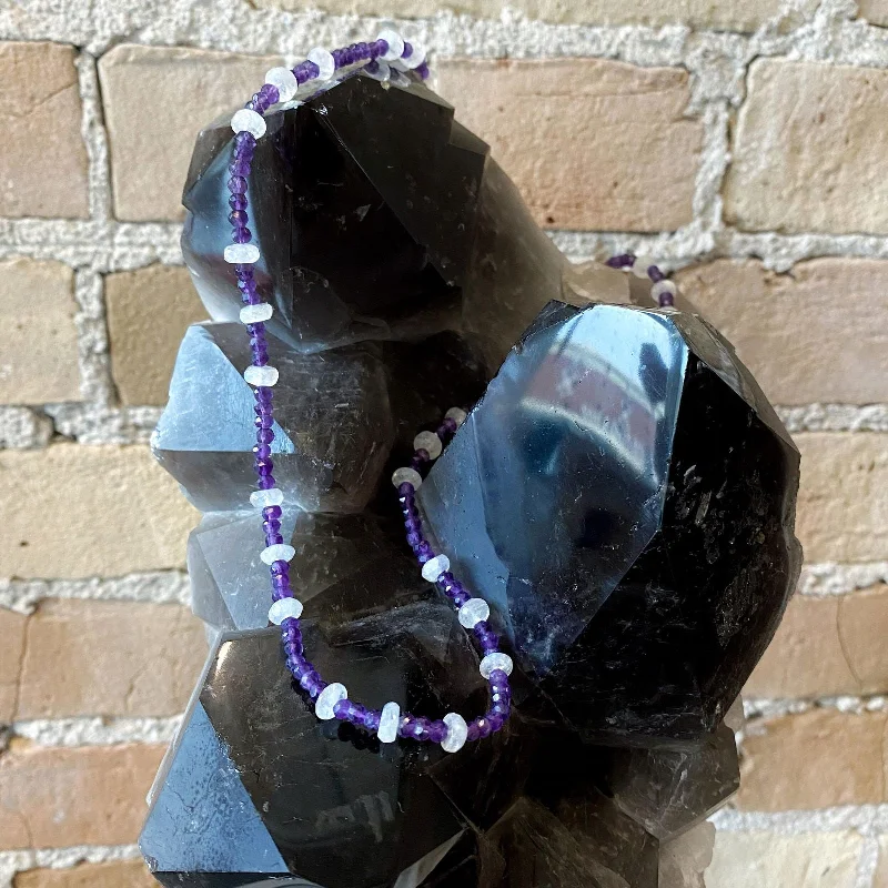 Agate slice necklaces-Plumb Silver Original Amethyst & Moonstone Necklace