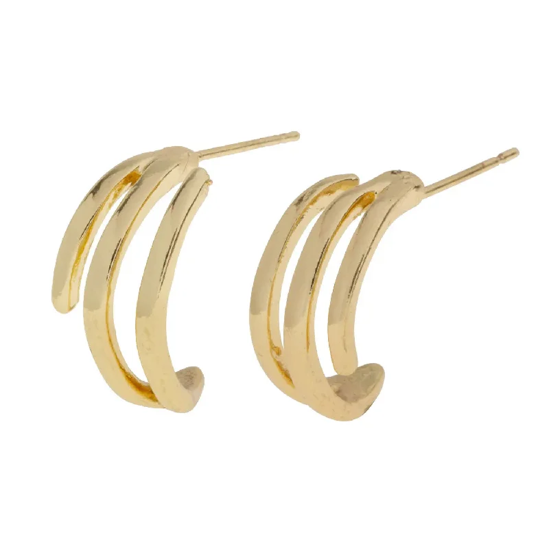 Zigzag design earrings-May - Triple Lined Stud Earrings