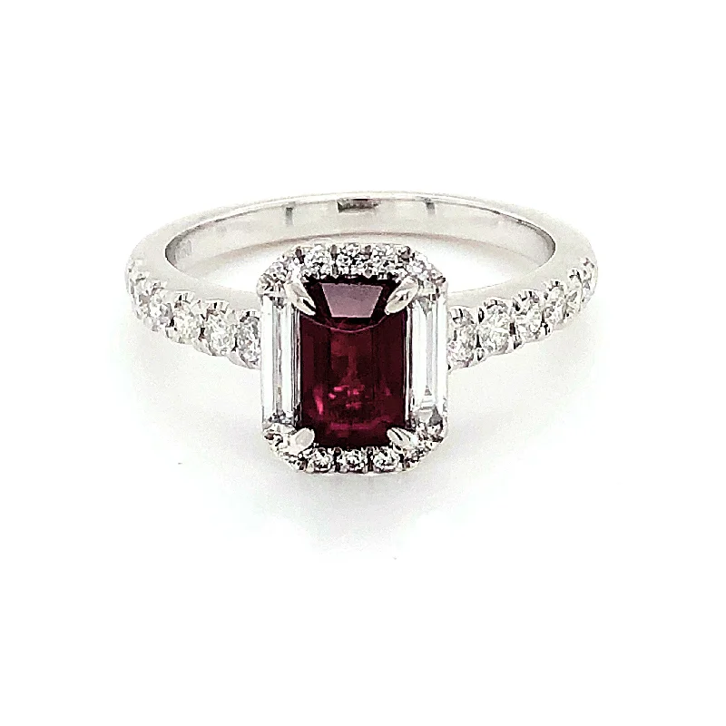 Curled wire rings-Emerald Cut Ruby Ring