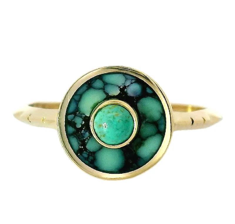 Tassel edge rings-Double Green Turquoise Cerclen Ring