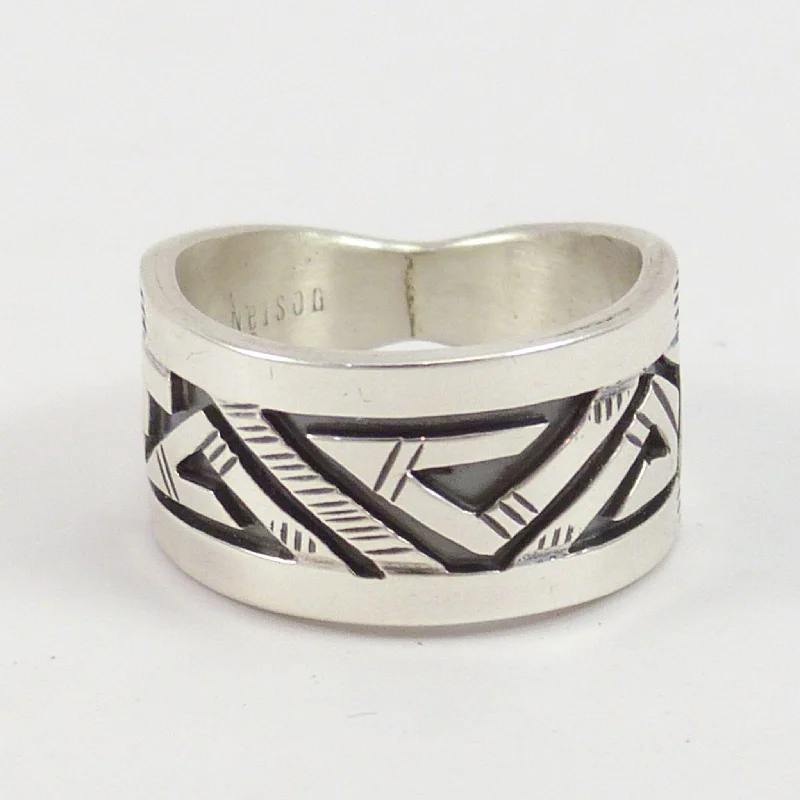 Retro lock rings-Silver Overlay Ring