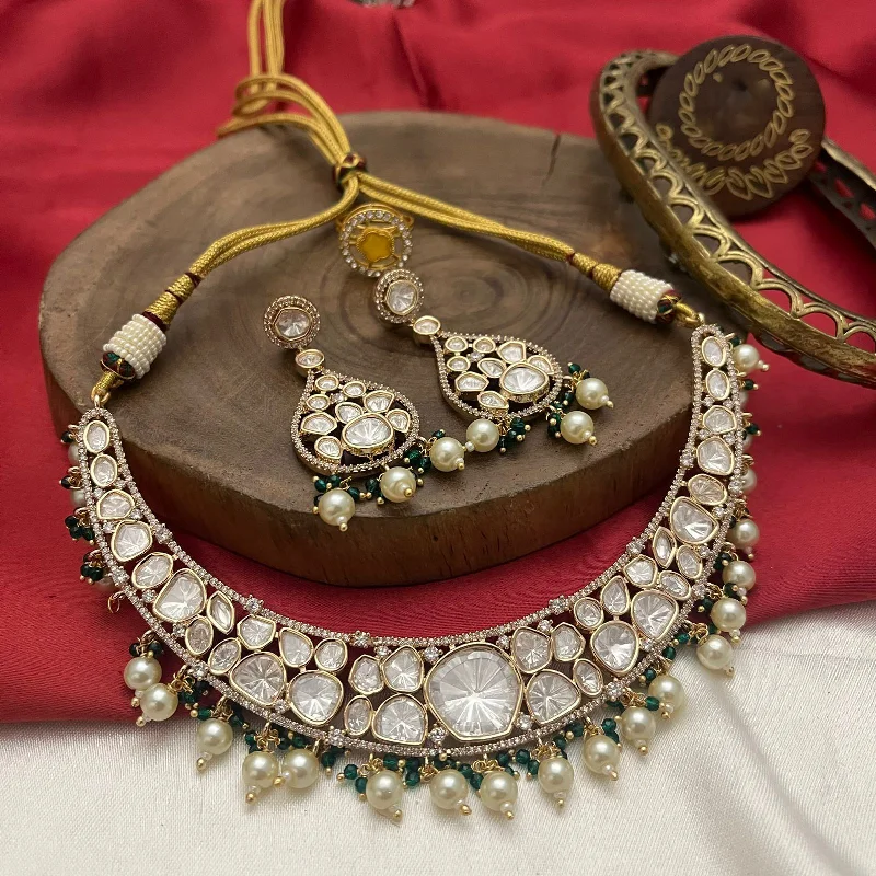 Circular drop earrings-Royal Polki Detailing Choker Bridal Jewelry, Royal Polki Jewelry, Polki Bridal Choker, Polki Earrings Set, Indian Polki Jewellery, Celebrity Polki Choker Set, Bollywood Jewellery Set