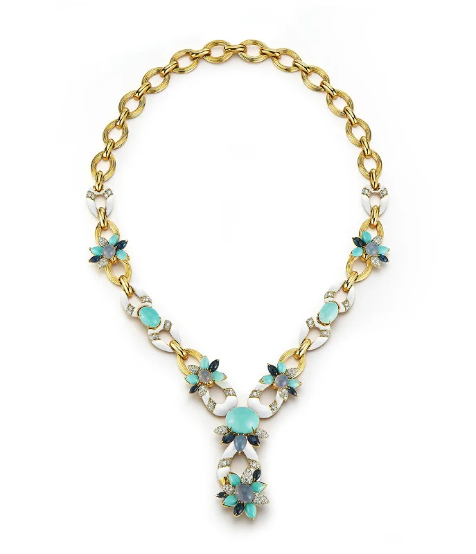 Rattan weave necklaces-Asheville Necklace, Hammered 18K Gold, Turquoise, Diamonds