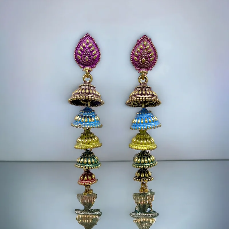 Circular gem rings-Multy Five Step Zumkha Earring