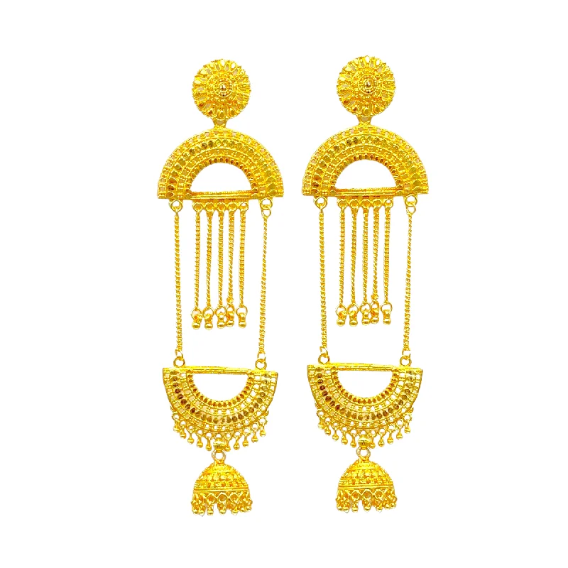 Wide band rings-Gold Long Dangling Earring