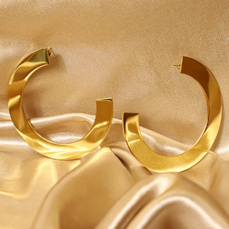 Glittering gem earrings-Mma 18ct Gold Plated Stainless Steel Hoop Earrings