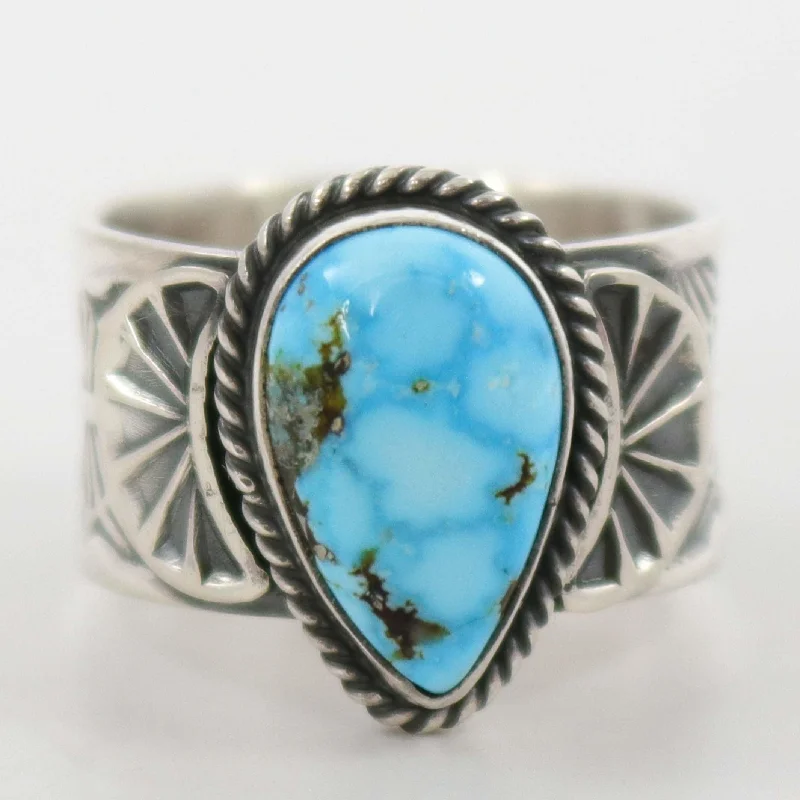 Hand-carved rings-Kingman Turquoise Ring