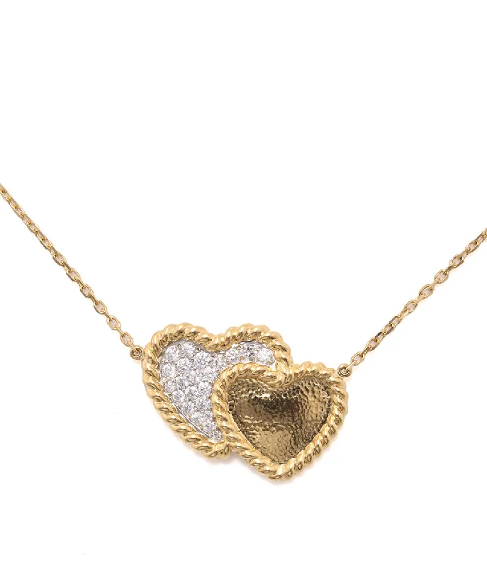 Pentagon pendant necklaces-Double Heart Pendant Necklace