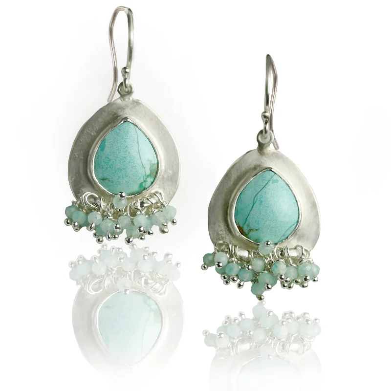 Hand-carved rings-Australian Turquoise Fringed Dangles