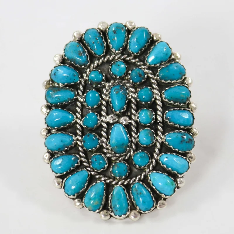 Glimmering druzy rings-Kingman Turquoise Ring