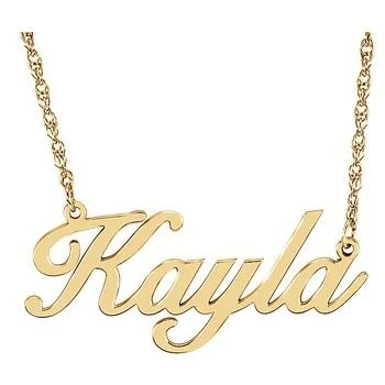 Sparkling gem necklaces-Custom Any Name 14K Script Nameplate 18" Necklace