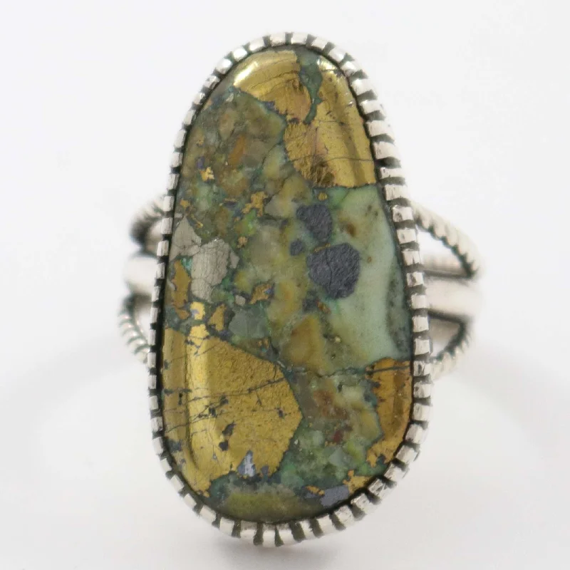 Agate inlay rings-Morenci Turquoise Ring