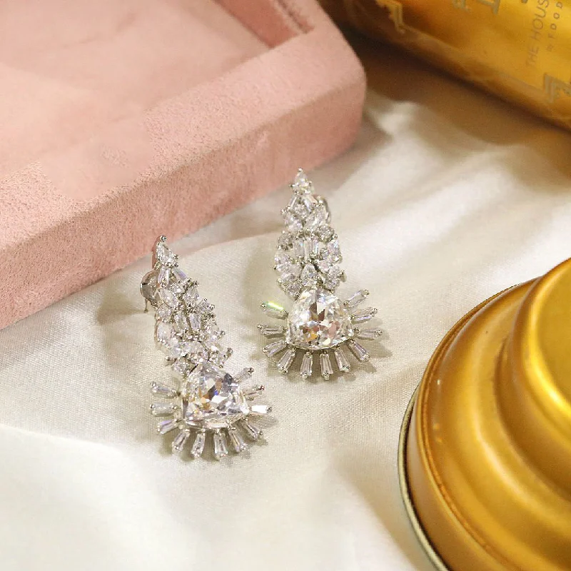 Glittering gem earrings-Bollywood Inspired Statement Earrings with Premium Crystals Elegant and Eye-Catching Jewelry for women