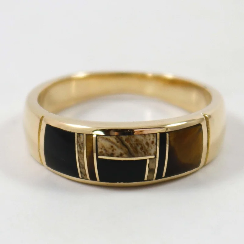 Anchor theme rings-Gold Inlay Ring