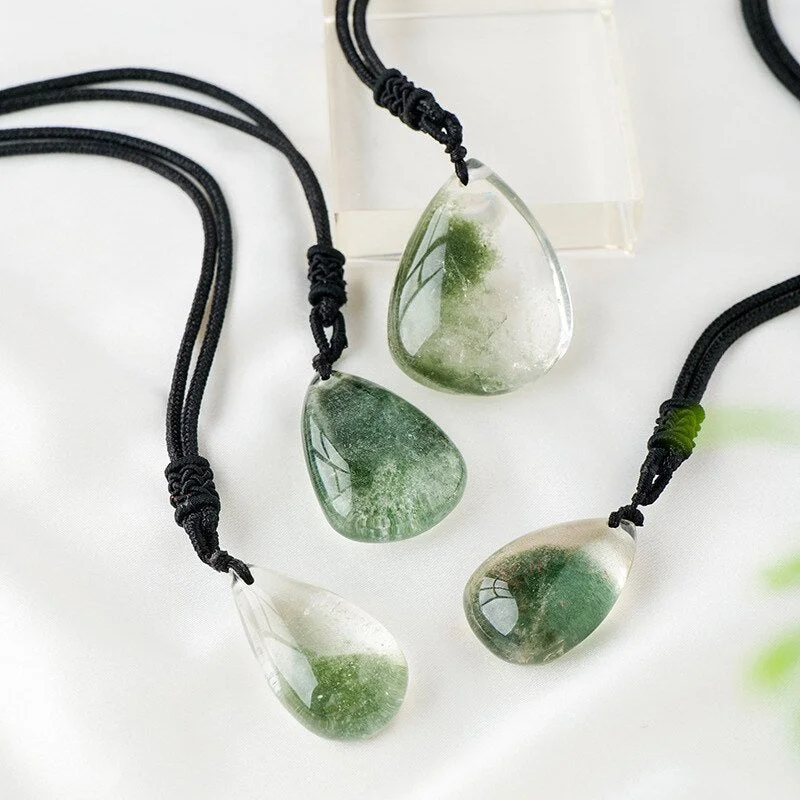 Wide collar necklaces-Water Drop Ghost Phantom Quartz Pendant