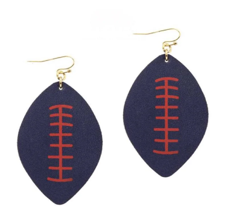 Old silver earrings-College Football Leather Sport Earrings Red and Navy