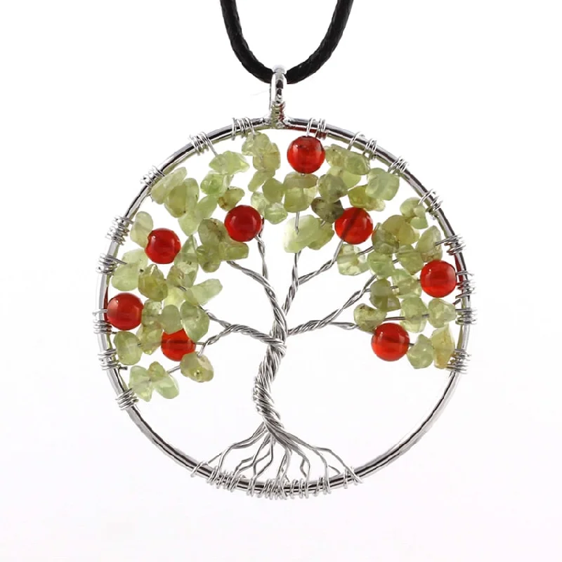 Delicate chain necklaces-Green Peridot Tree Of Life Pendant