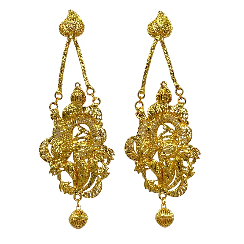 Retro cameo rings-Gold Dangling Long Earring