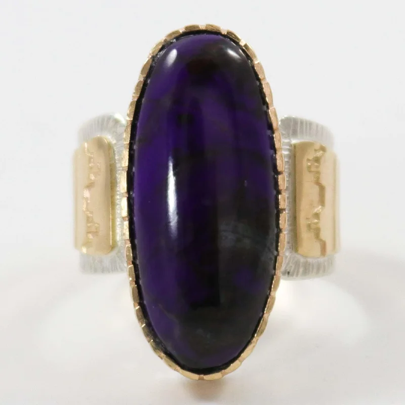 Aged bronze rings-Sugilite Ring