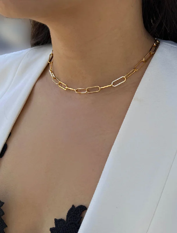 Satin finish necklaces-ESSENTIAL Large 15mm Link Chain Necklace | 18K Gold Over Sterling Silver