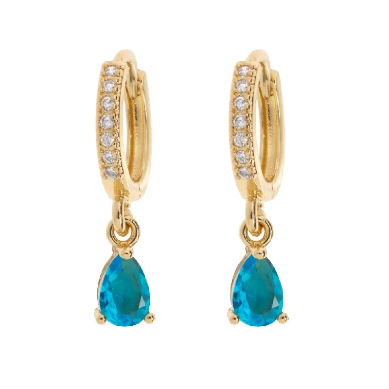 Classic pearl earrings-August - Blue Crystal Hoop Earrings