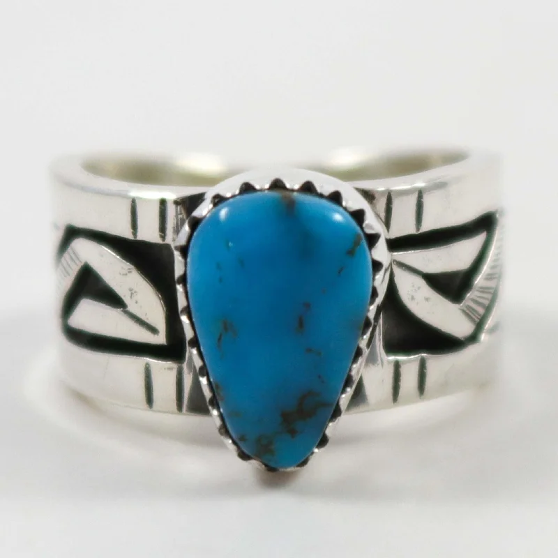 Thin gold rings-Kingman Turquoise Ring