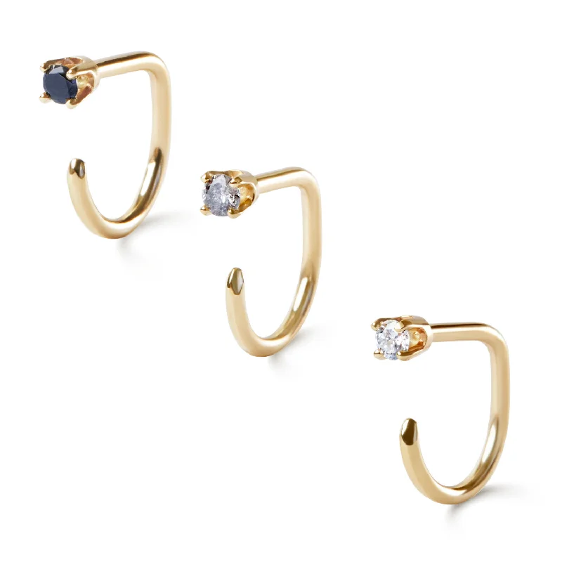 Curved band rings-Ombre Diamond Claw Earring Set