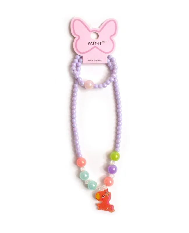 Braided leather necklaces-Sweet Unicorn Kids Necklace