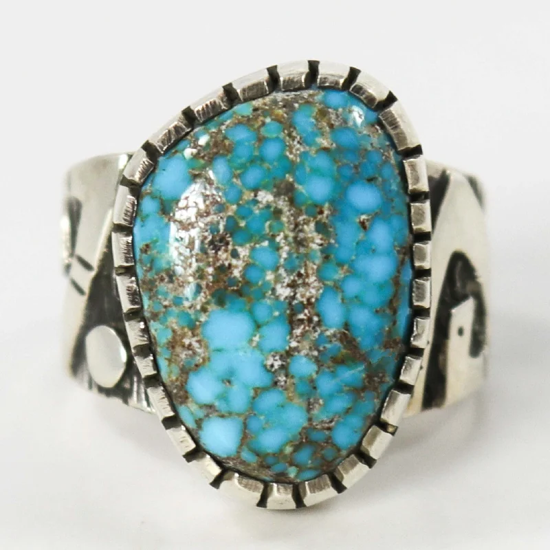 Retro deco rings-Lone Mountain Turquoise Ring