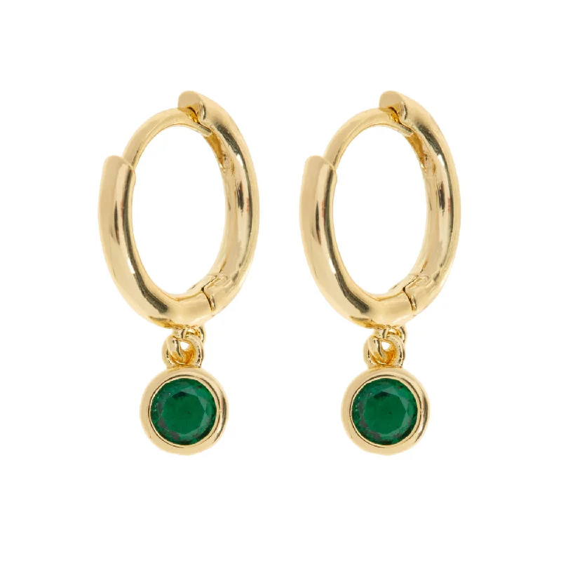 Frosted glass earrings-Brave - Green Crystal Hoop Earrings