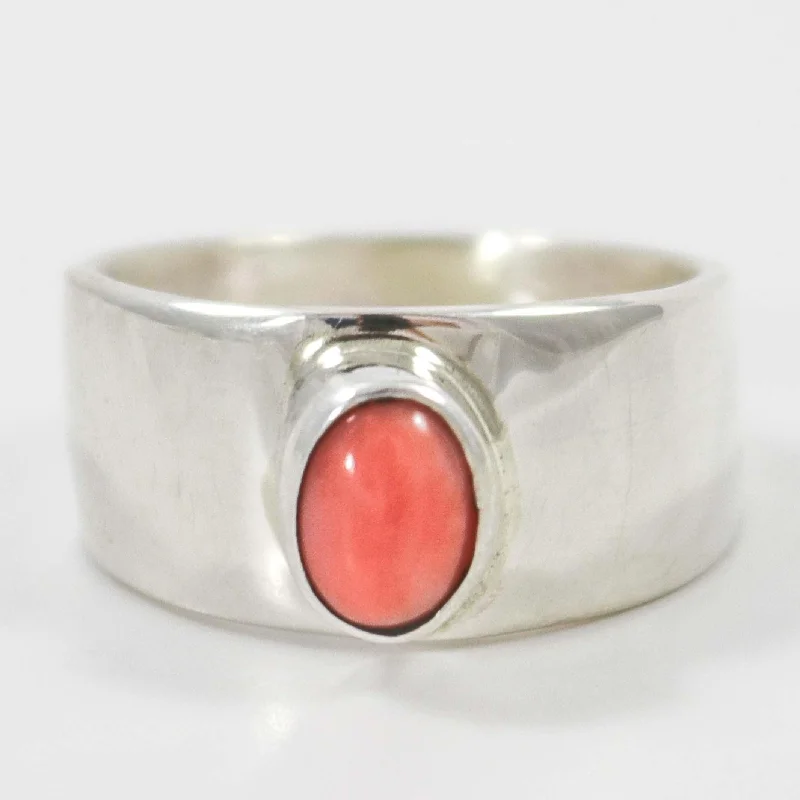 Circular gem rings-Pink Coral Ring