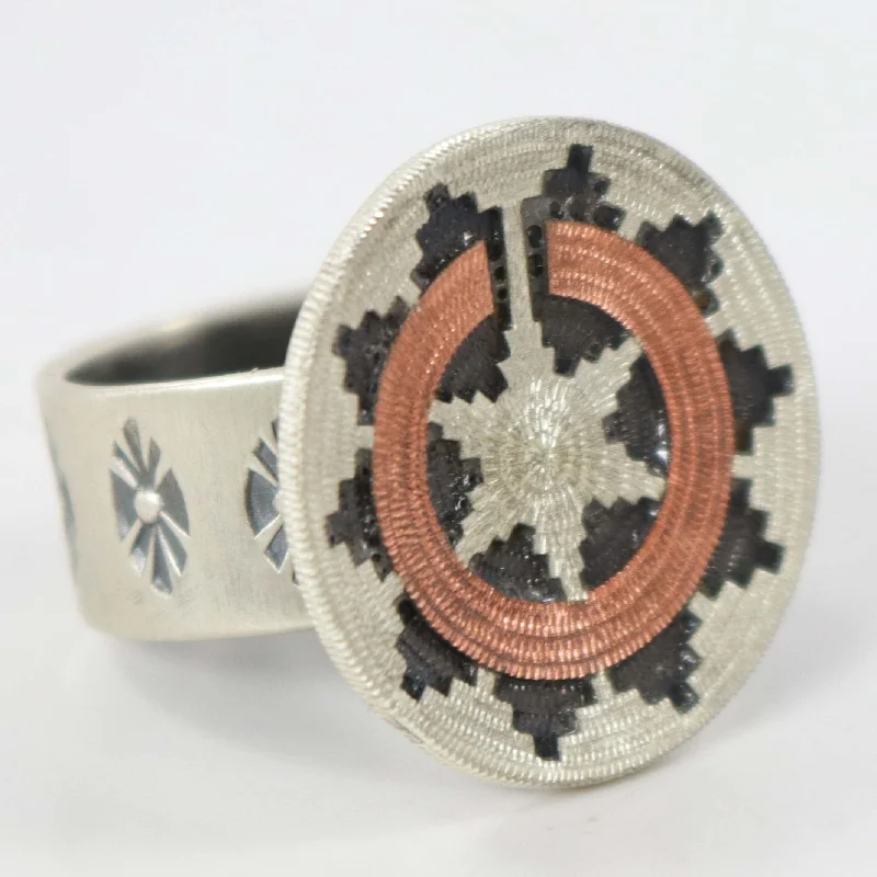 Retro wedding rings-Navajo Basket Ring