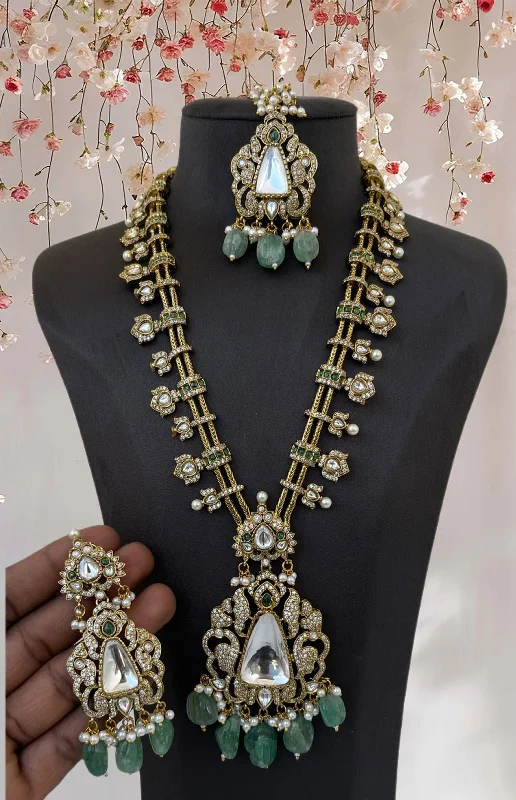 Thin gold earrings-Green Wedding Polki Bridal Necklace Jewelry Set, Rajsthani Polki Jewelry, Indian Bridal Polki Necklacce Earrings Set, Polki Earrings Set, Polki Necklace Set