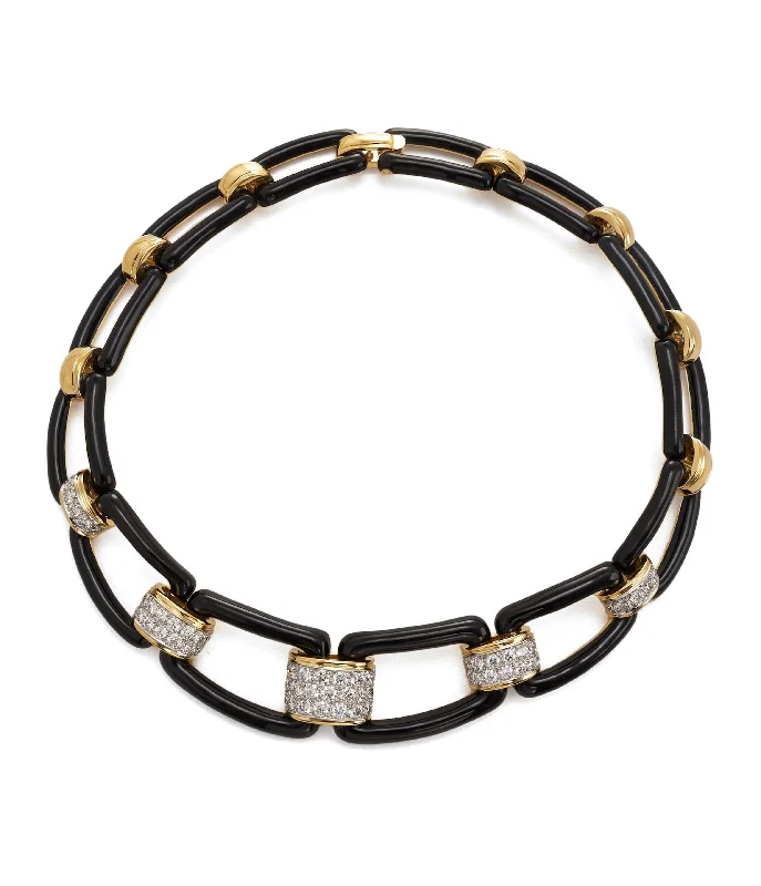 Sleek modern necklaces-City Collar, Black Enamel