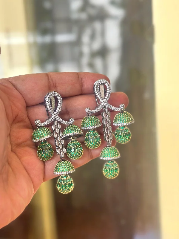 Hand-drawn earrings-Multiple Layers Of Jhumkas Traditional Indian Earrings Elegant And Luxurious Look For Rich Appearance Of Bridal