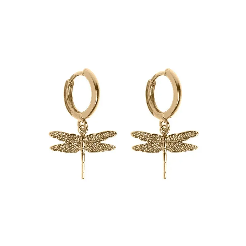 Small pearl earrings-Dragonfly Small Hoop Earrings