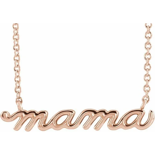 Triple-strand necklaces-14k Rose Gold Petite Mama Script 18" Necklace