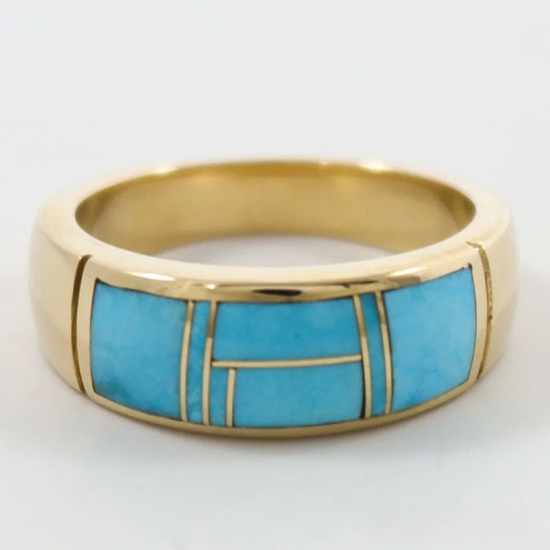 Endless loop rings-Gold and Turquoise Ring