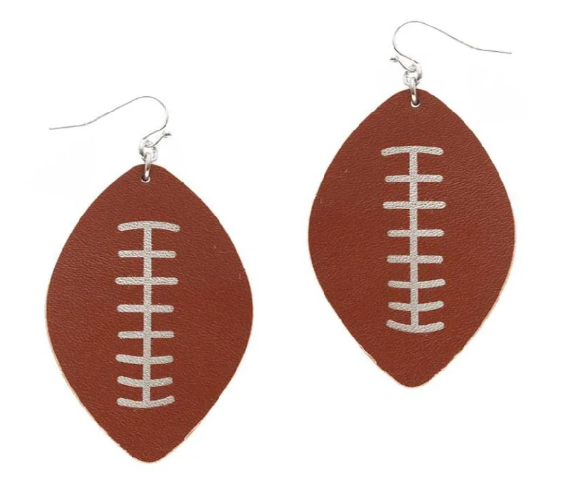 Radiant star earrings-Brown Football Leather Sport Earrings