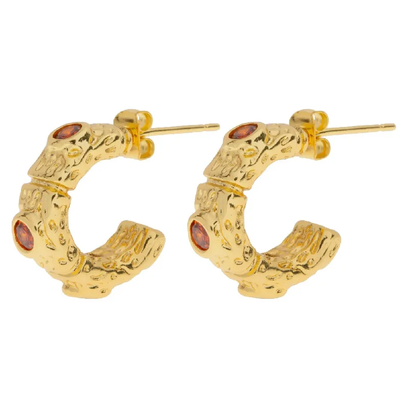 Triple-tier earrings-Camille - Red Crystal Hoop Earrings