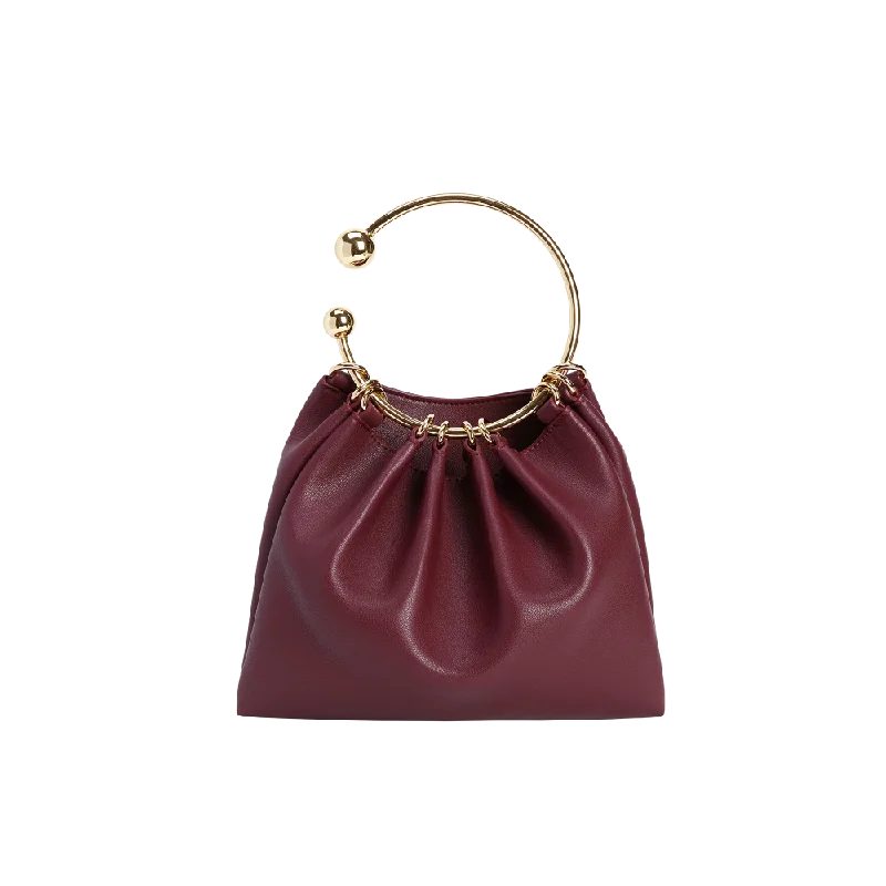 Triangular design rings-Burgundy Ring Handle Bag